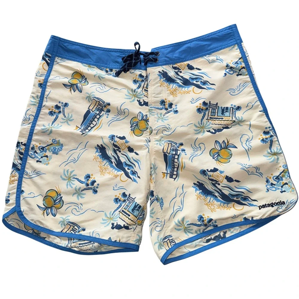 Patagonia wavefarer Board Shorts 36 c-street toasted white Tropical Surf swim